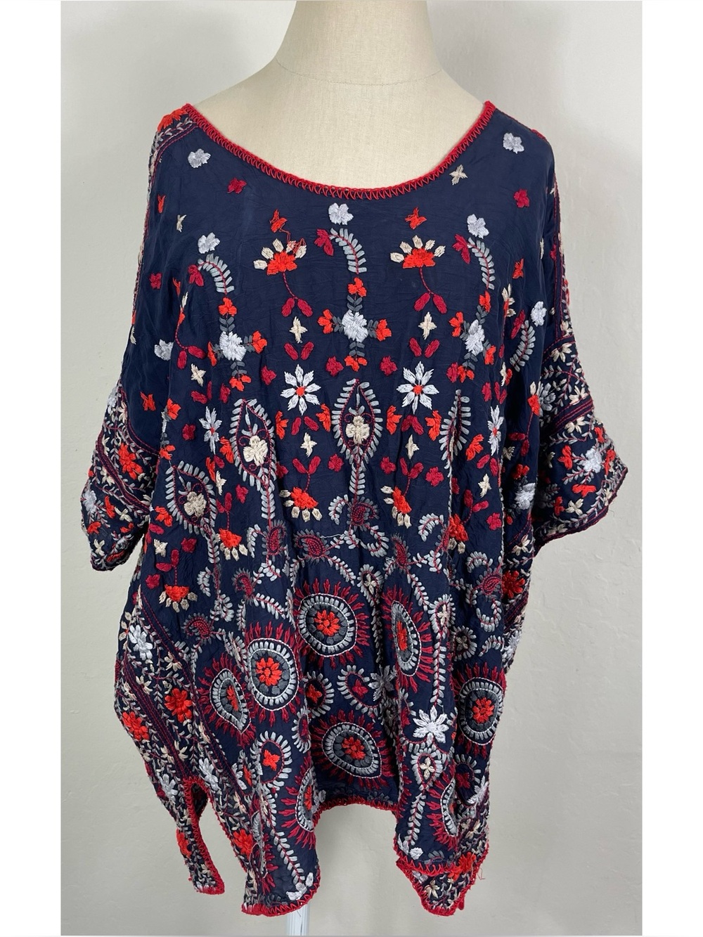 Johnny Was Heavily Embroidered Floral Blouse